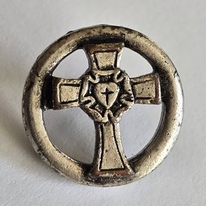 Vintage cross pin small lapel brooch catholic religious christian